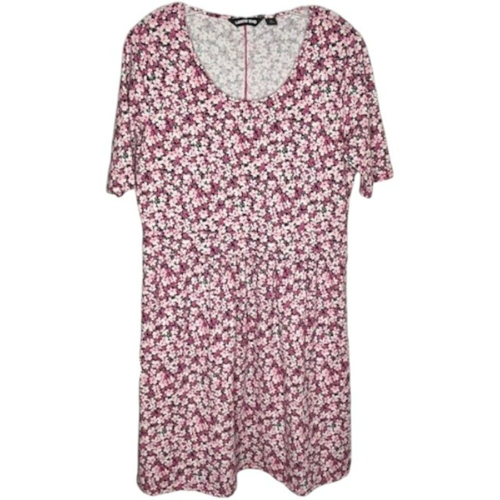 Lands' End Fit & Flatter Gathered Skirt Ditzy Floral Dress  - Multi - M 10-12